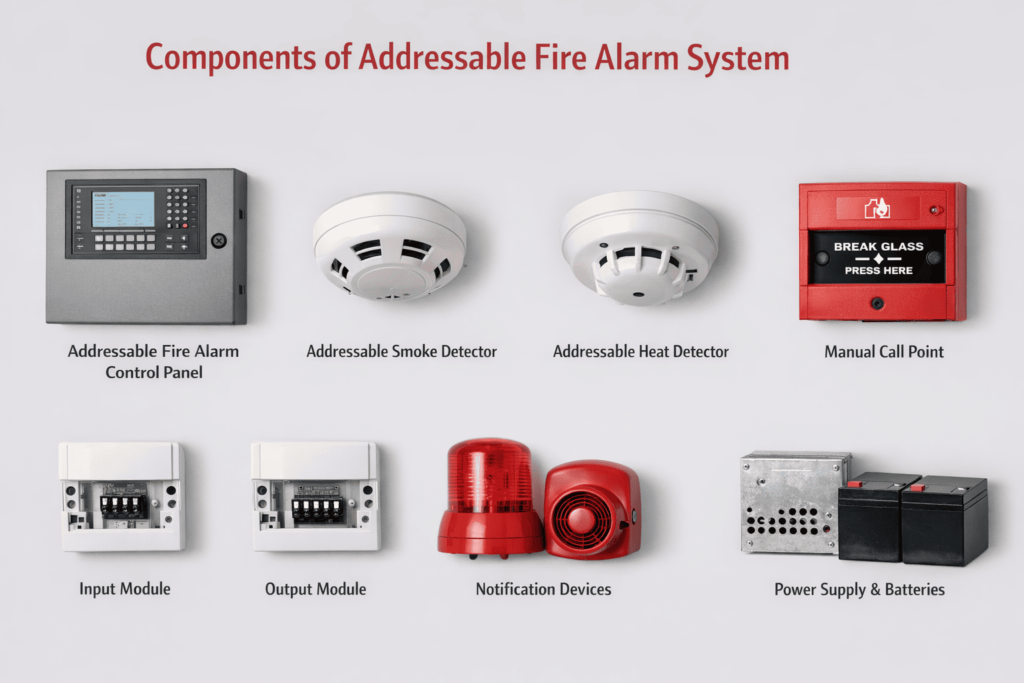 components of addressable fire alarm system