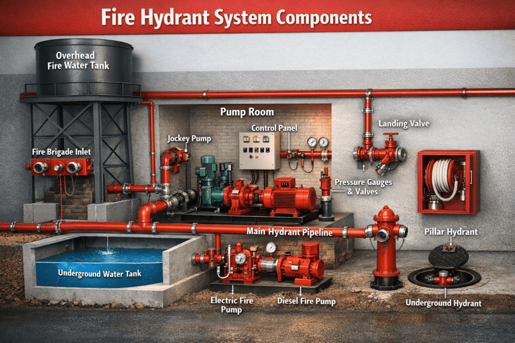 components of fire hydrant system